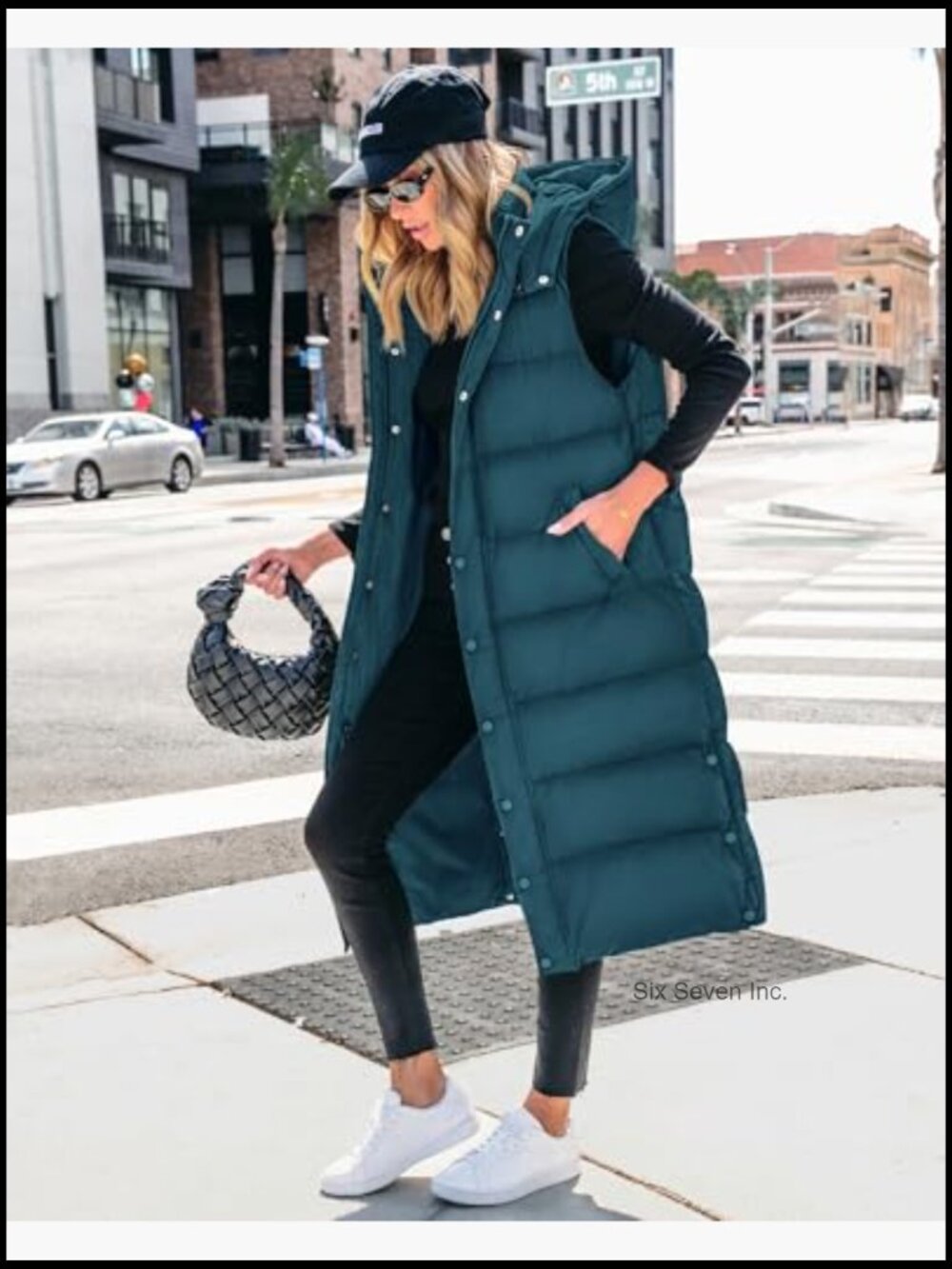 Long Puffer Vest Women Quilted Hooded Button Down Zip Up Sleeveless Outerwear - Picture 2 of 7